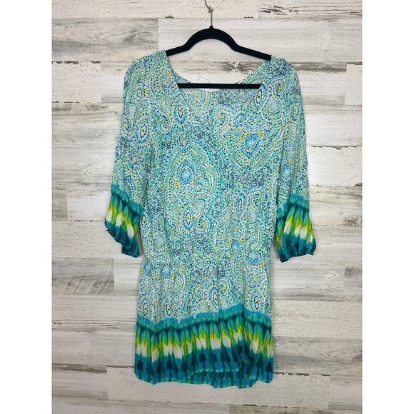 Green Dragon Women's L Swim Cover Up Womens size small Tunic V Neck Rayon Blue - Picture 1 of 4